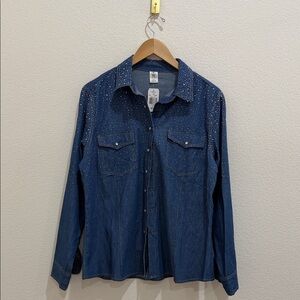 Blue Denim Shirt with Studded Details
